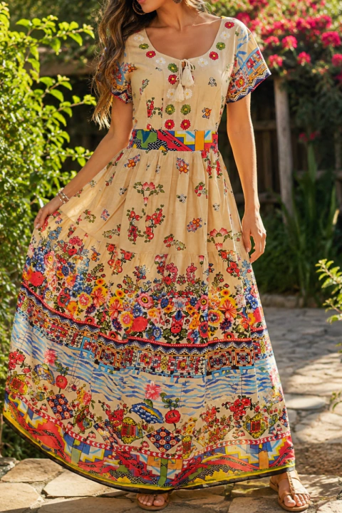 VESTIDO INDIANO LONGO 100% ALGODAO