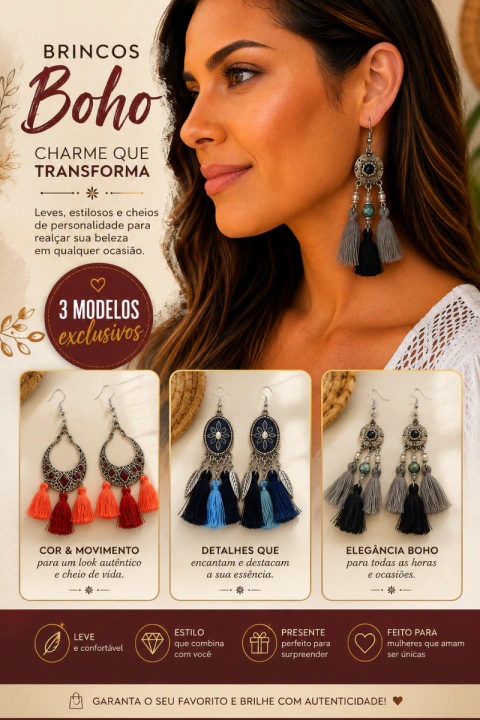 BRINCO BOHO COM TASSEL
