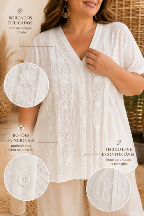 BATA INDIANA BORDADA PLUS SIZE
