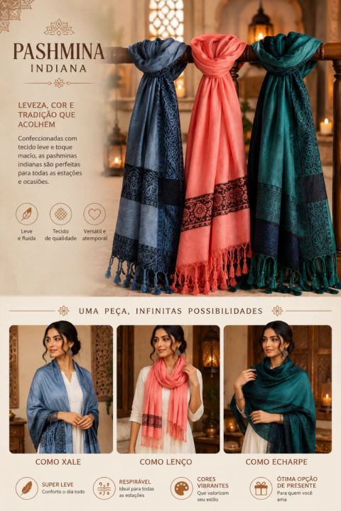 PASHMINA INDIANA COM AUTO RELEVO