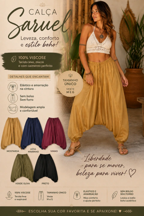 CALÇA SARUEL UNISSEX EM VISCOSE