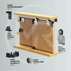 Kit colgante simple Ruedamas x 3 mt Aluminio - comprar online