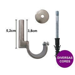Suporte de Teto Simples para Varão de Cortina de 28mm com 3,80cm de Haste - Diversas Cores