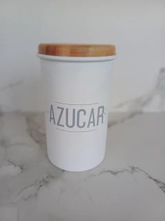 Tarro " Azúcar " aluminio y madera