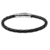 Pulseira BeDoBeDo de Couro Trançado Preto, Fecho de Prata 950