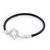 Pulseira BeDoBeDo de Couro Liso Preto, Fecho de Prata 950