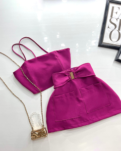 Conjunto short saia fivela