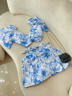 Conjunto short saia + cintinho estampado na internet