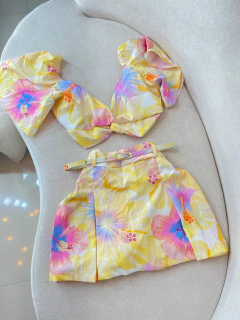 Conjunto short saia + cintinho estampado - comprar online
