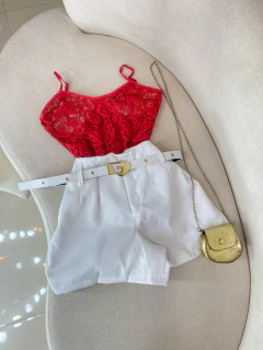 Croped renda - vermelho