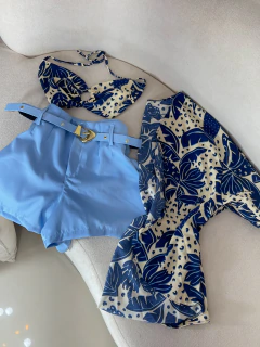 Croped + kimono - estampado - Bela Flor