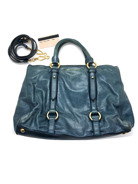 Bolsa Miu Miu Vitello Shine Azul Denim