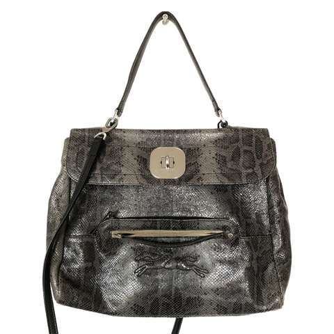 Bolsa Longchamp Couro Cinza