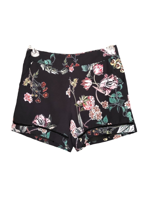 Short Floral Preto M