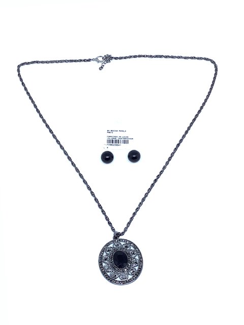 Kit Colar com Medalhão e brincos