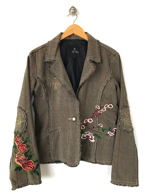 Vendido - Le Lis Blanc - Blazer Xadrez Bordado -M