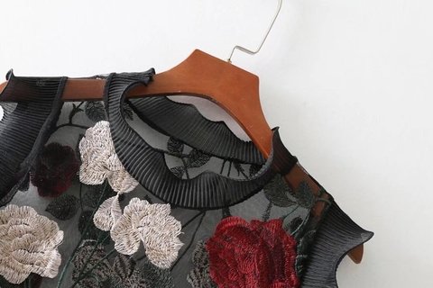 Blusa Transparente Bordada