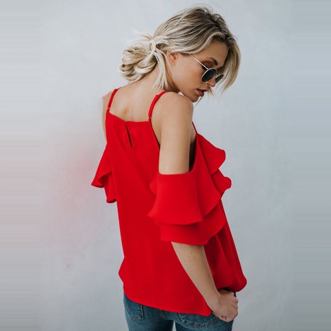 Blusa Alça Manga Babados - 3 cores