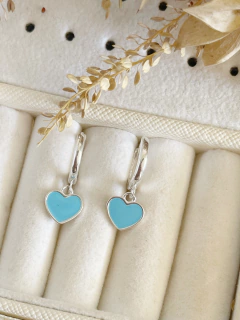 Aros Plata 925 - Corazón Esmaltado - ROMINA relojeria+joyeria