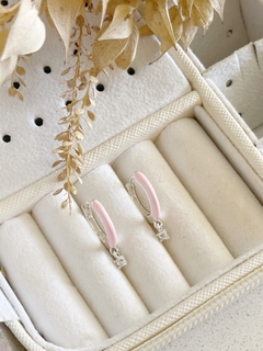 Aros Plata 925 - Argollita Esmaltada con Cubik
