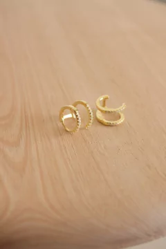 Aros Bañados - Simil Doble Argollitas Dorado - comprar online