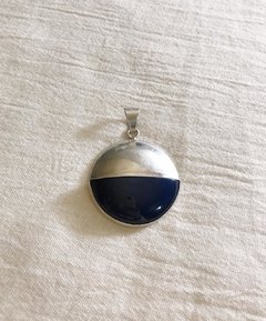Dije Piedra Natural - Medio Circulo Azul Marino en internet