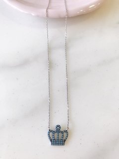 Collar Plata 925 - Corona Azul