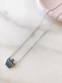 Collar Plata 925 - Corona Azul - comprar online