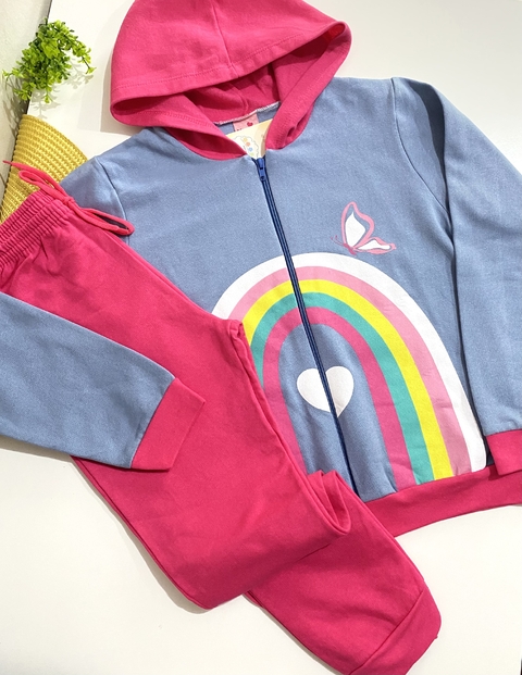 Conjunto moletom rainbow blue