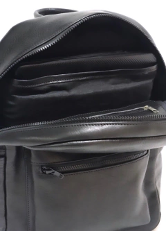 Mochila Unisex "Tony" en cuero graneado negro - tienda online
