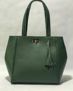 Cartera "Jazmin" cuero graneado verde ingles. - comprar online