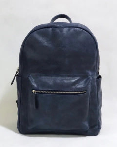 Mochila Unisex "Tony" cuero graneado azul