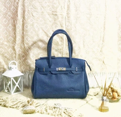 Cartera "Marsella Chica" cuero graneado azul - comprar online