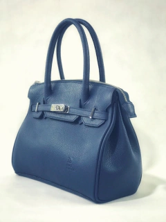 Cartera "Marsella Chica" cuero graneado azul