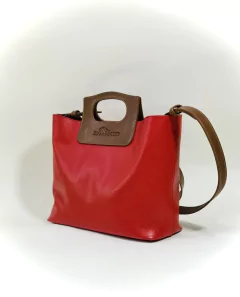 Cartera "Ariana" Cuero Graneado Rojo combinado con Suela. - Diaz & Giaccio