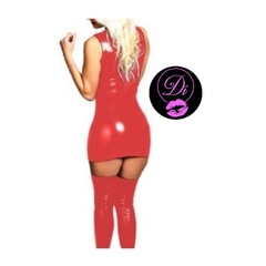 VESTIDO VINILO CIERRE FRONTAL ROJO - comprar online