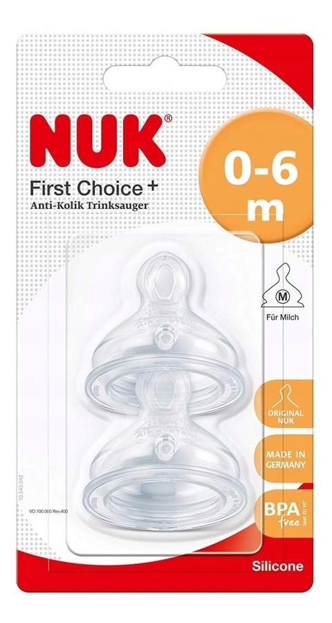 Tetina nuk silicona first choice 0/6s x2