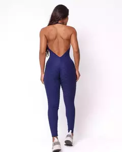 Macacão Ibiza Textura Tulipa Azul Marinho - comprar online