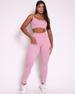 Conjunto de legging canelado rosê