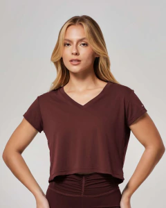 BLUSA MANGA CURTA DRY FIT AMBER marrom couro