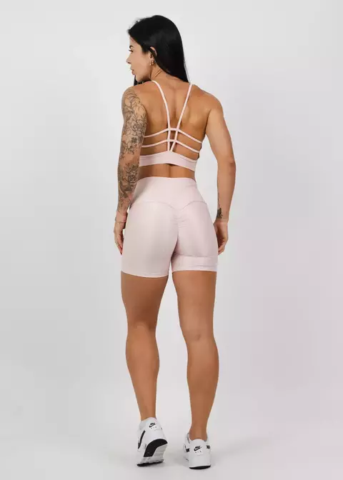 Conjunto Short Empina + Top Compressão Rosa Candy - Único