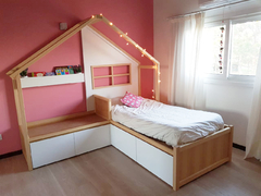 Cama con respaldo casita + Sillón