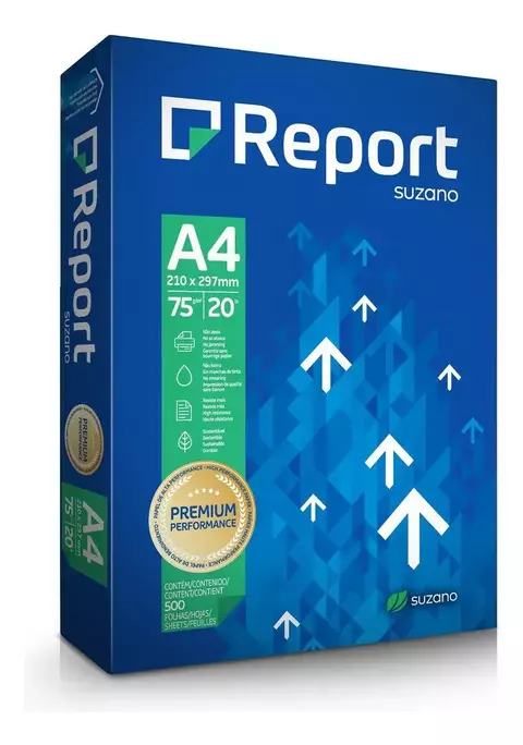 Papel Sulfite Report Premium A4 75g – Caixa com 10 Pacotes de 500 Folhas
