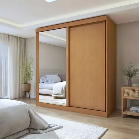 Guarda-Roupa Casal Zeine com Espelho – 2 Portas 2 Gavetas