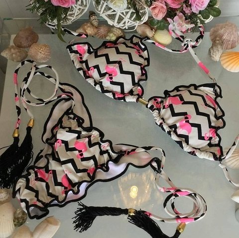 Biquini Ripple Flamingo Preto