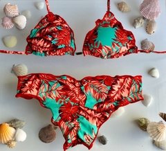 Biquini Folhas Verde Água Calcinha Fechada - comprar online