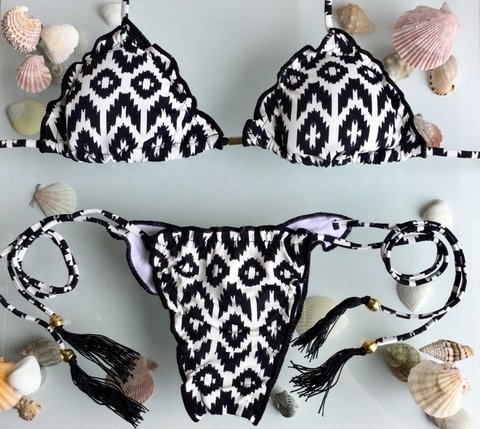 Biquini Ripple Branco e Preto