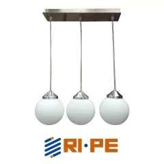 Colgante 3 luces globo desnivel con liston