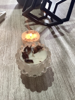 Velas de soja con candelabro de vidrio