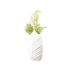 Cachepô de Parede em Cerâmica Palm Leaf  Branco